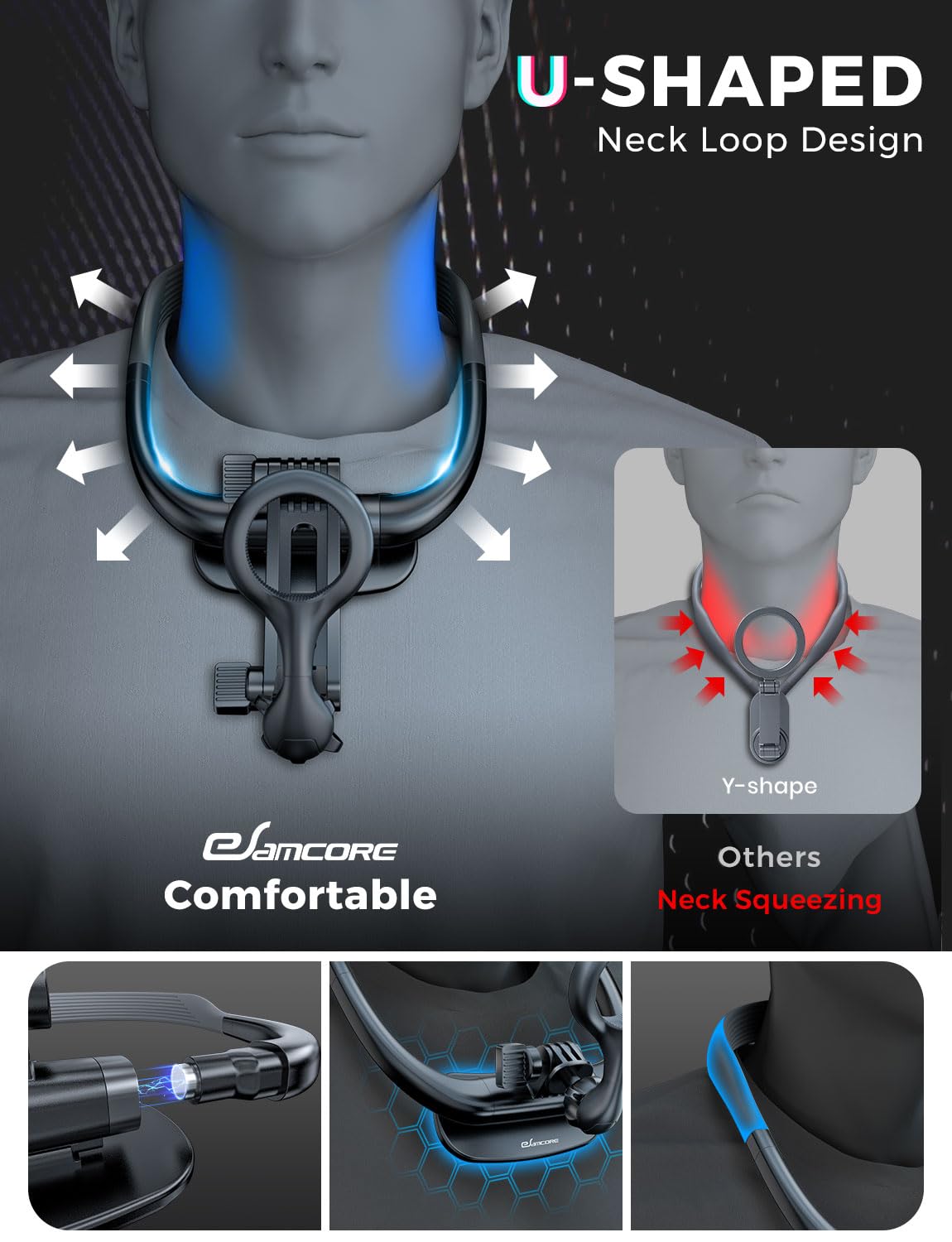 eSamcore POV/Vlog Neck Phone Holder, Foldable Phone Chest Mount Tripod for Selfie, Hands Free 360°Adjustable Magnetic Mount Fit for Magsafe iPhone 15 14 13 12 Content Creator Essentials