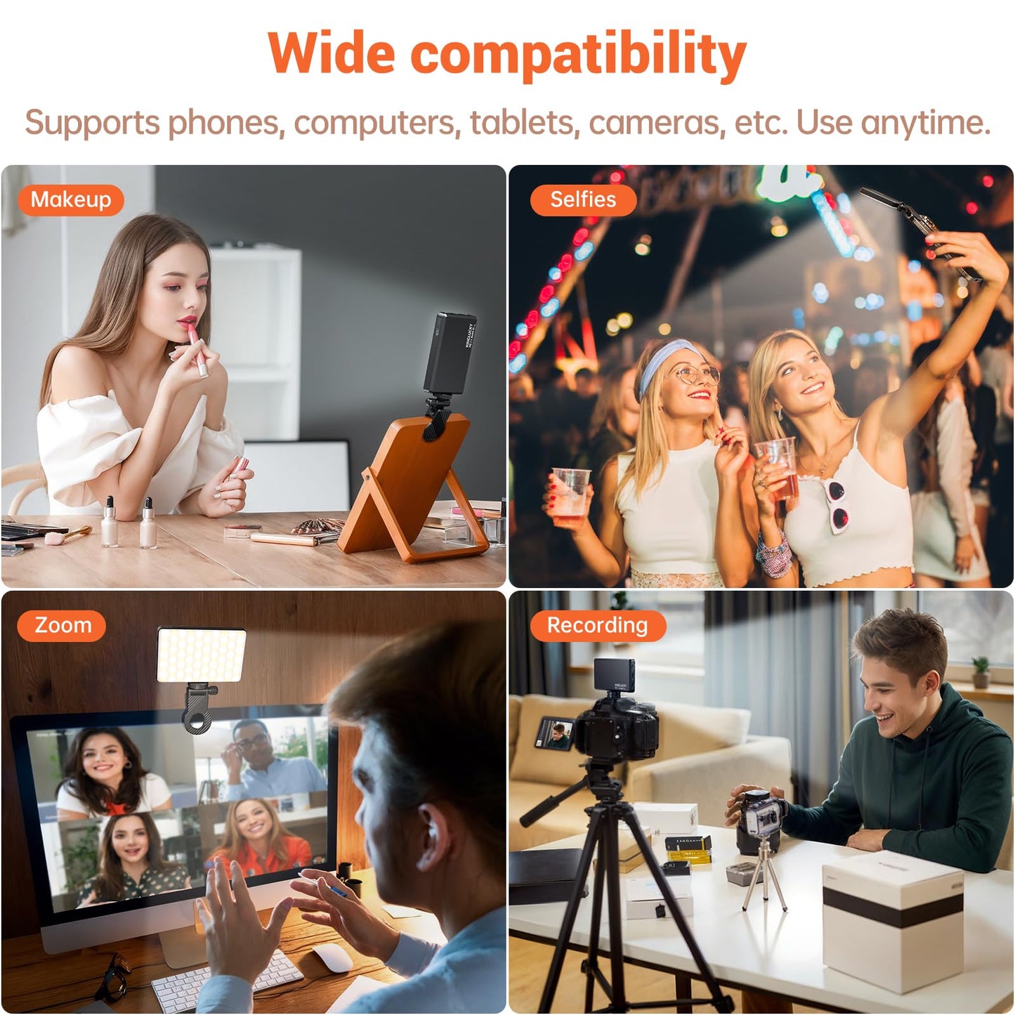 Kinglucky [Upgrade] Selfie Light with Eye-Friendly LED Bedas [Long Battery Life] 3000mAh Rechargeable Phone Light Content Creator Essentials Selfie Light for iPhone, Camera, Laptop, Phone Light Clip