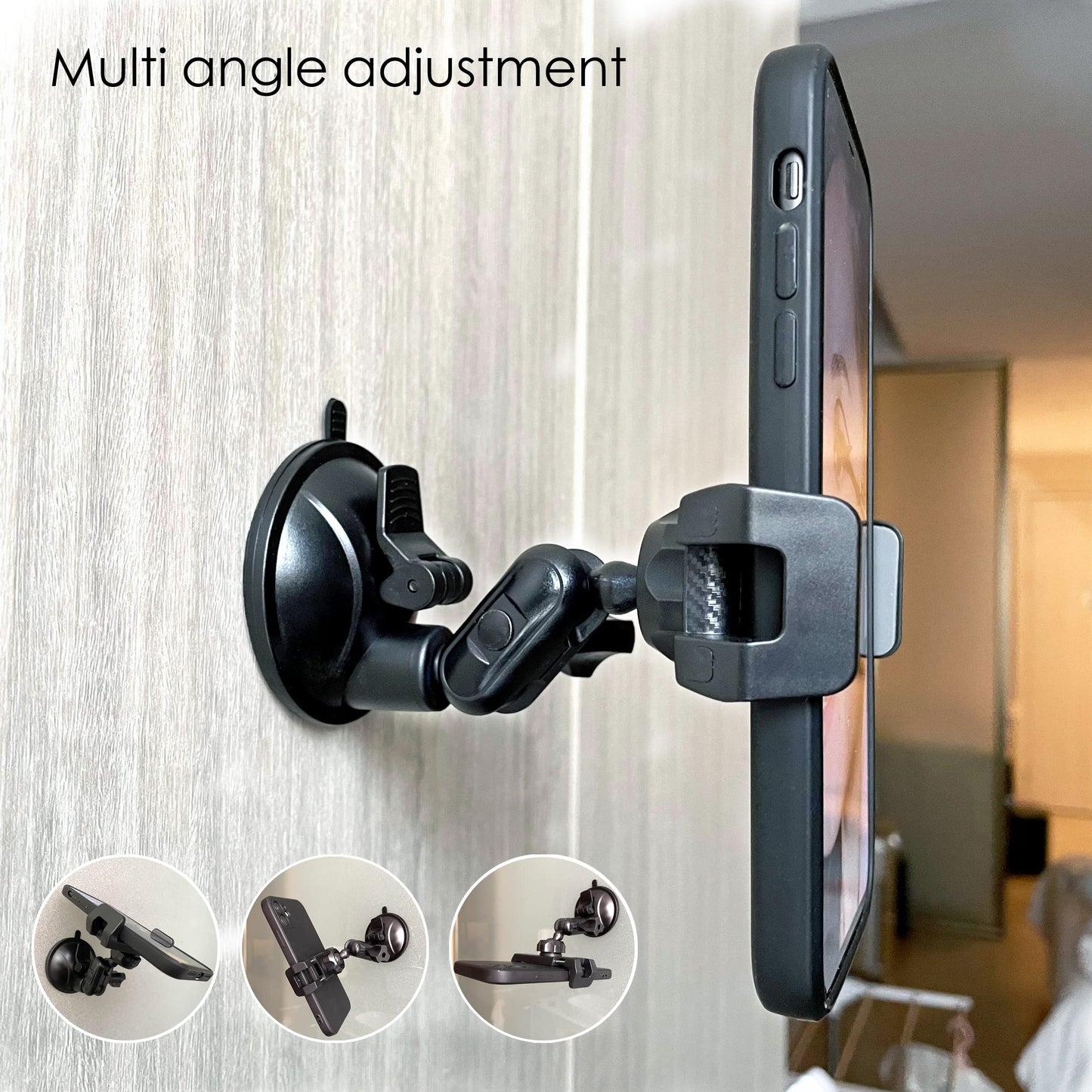 Universal Mirror Shower Phone Holder, Multi-Directional Dual 360 Degree Rotating Suction Cup Phone Wall Mount stand, Tiktok Youtube Vlog Video Recording Kit, airplane travel essentials accessories