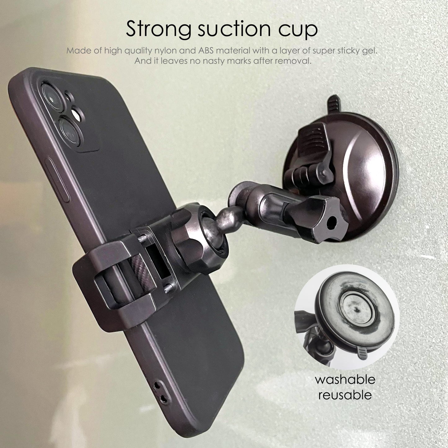 Universal Mirror Shower Phone Holder, Multi-Directional Dual 360 Degree Rotating Suction Cup Phone Wall Mount stand, Tiktok Youtube Vlog Video Recording Kit, airplane travel essentials accessories